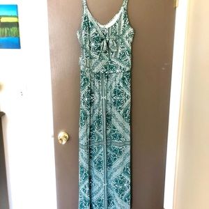 Maurice’s boho print green maxi dress, large